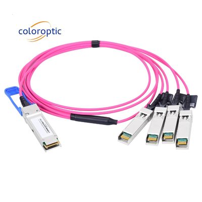 ブレイクアウト AOC アクティブ オプティカルケーブル 100G QSFP28 から 4 SFP28 25G 低電力消費