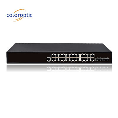 24 ポート 急速 イーサネット Poe スイッチ プラグ・アンド・プレイ 10/100/1000M ((POE) 4*10GE SFP ポート