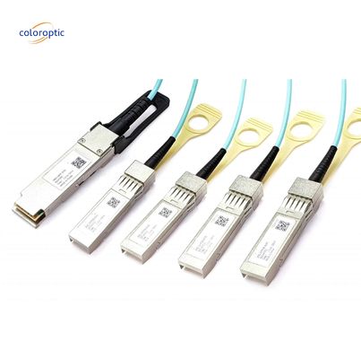 インフィニバンドとイーサネットアクティブ光学ケーブル 100G QSFP28 4xSFP28 AOCへの突破