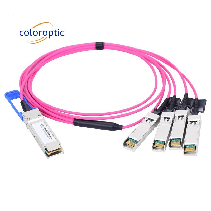 ブレイクアウト AOC アクティブ オプティカルケーブル 100G QSFP28 から 4 SFP28 25G 低電力消費